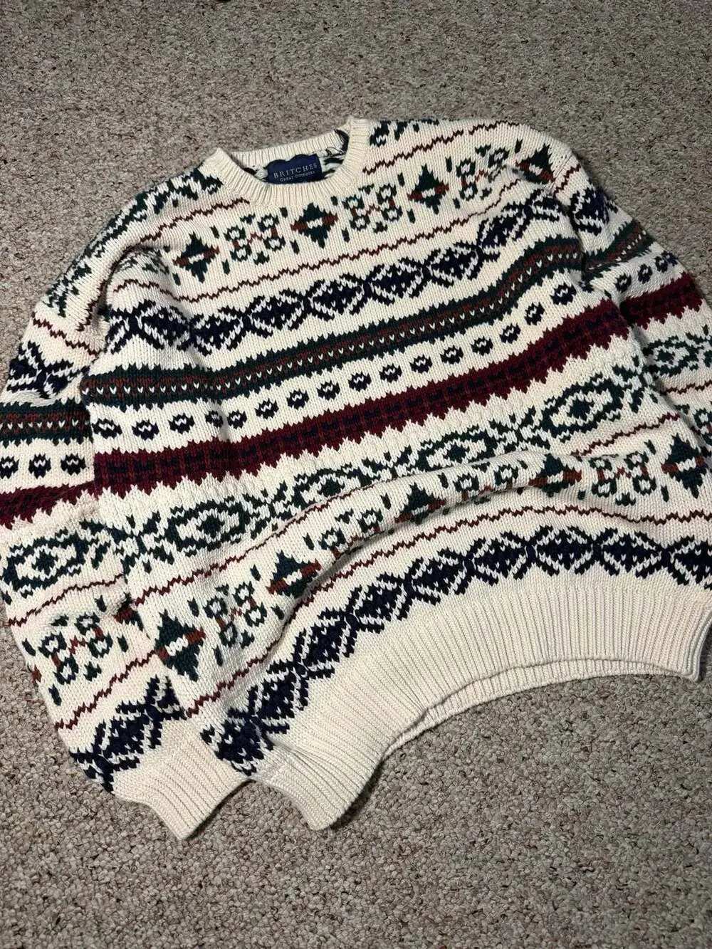 Britches Great Outdoors Vintage Fair Isle Crewneck Knit‎ Cotton Sweater XL